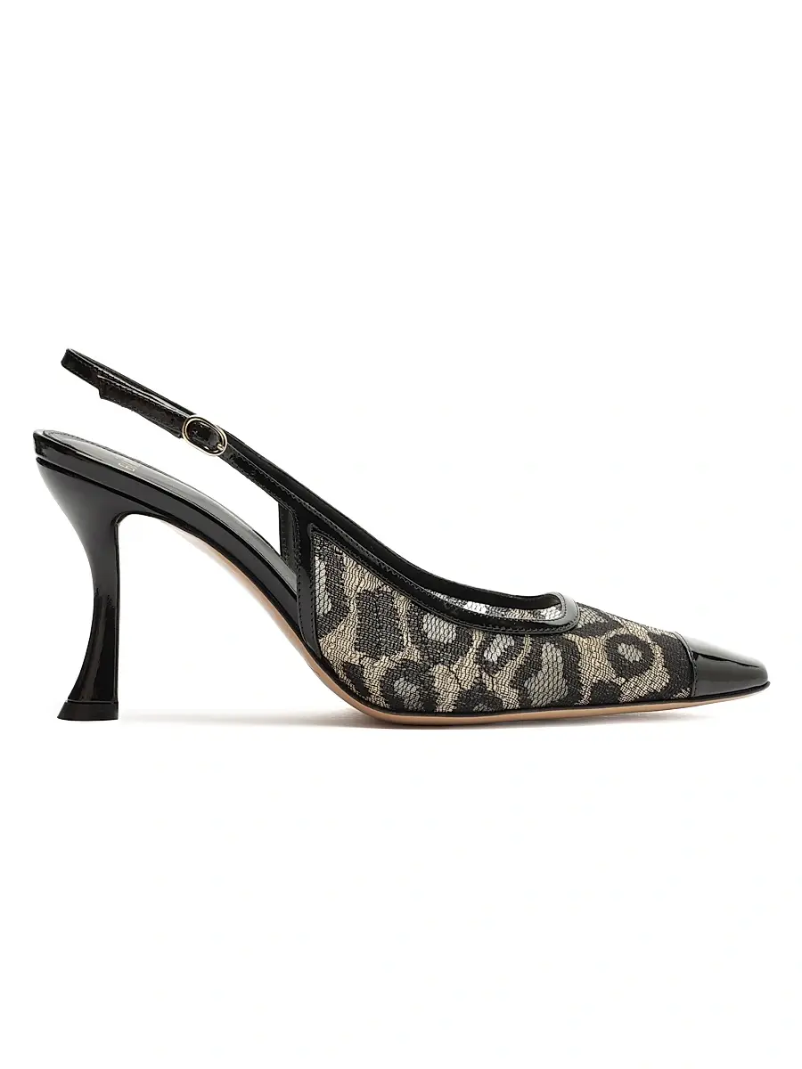 Alexandre Birman Women's Olivia 85MM Printed Slingback Pumps - Golden Black | Image 1 Alexandre Birman Women's Olivia 85MM Printed Slingback Pumps - Golden Black | Image 1