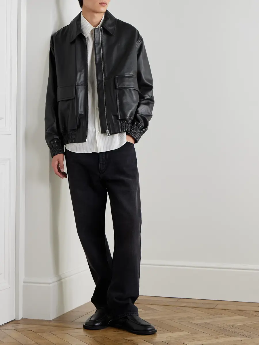 Studio Nicholson Piston Leather Bomber Jacket - Men | Thumbnail 2 Studio Nicholson Piston Leather Bomber Jacket - Men | Thumbnail 2