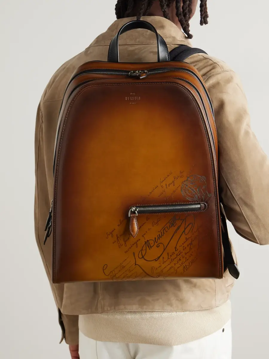 Berluti Working Day Scritto Venezia Leather and Twill Backpack - Men | Thumbnail 2 Berluti Working Day Scritto Venezia Leather and Twill Backpack - Men | Thumbnail 2