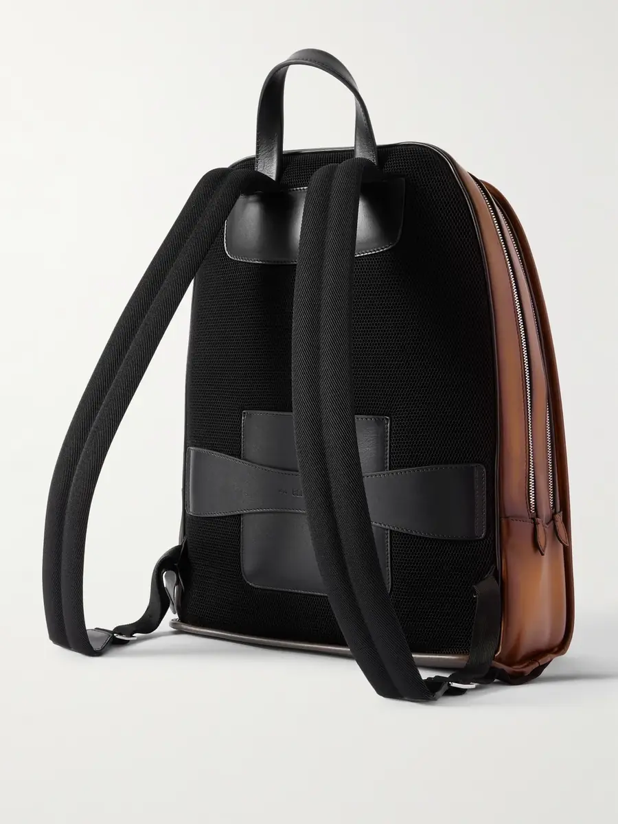 Berluti Working Day Scritto Venezia Leather and Twill Backpack - Men | Thumbnail 3 Berluti Working Day Scritto Venezia Leather and Twill Backpack - Men | Thumbnail 3