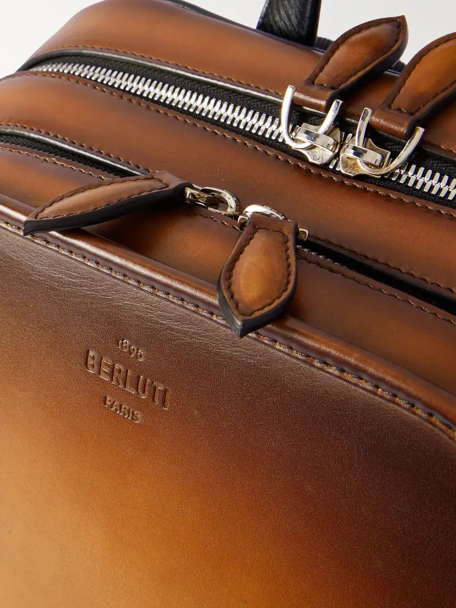 Berluti Working Day Scritto Venezia Leather and Twill Backpack - Men | Thumbnail 4 Berluti Working Day Scritto Venezia Leather and Twill Backpack - Men | Thumbnail 4