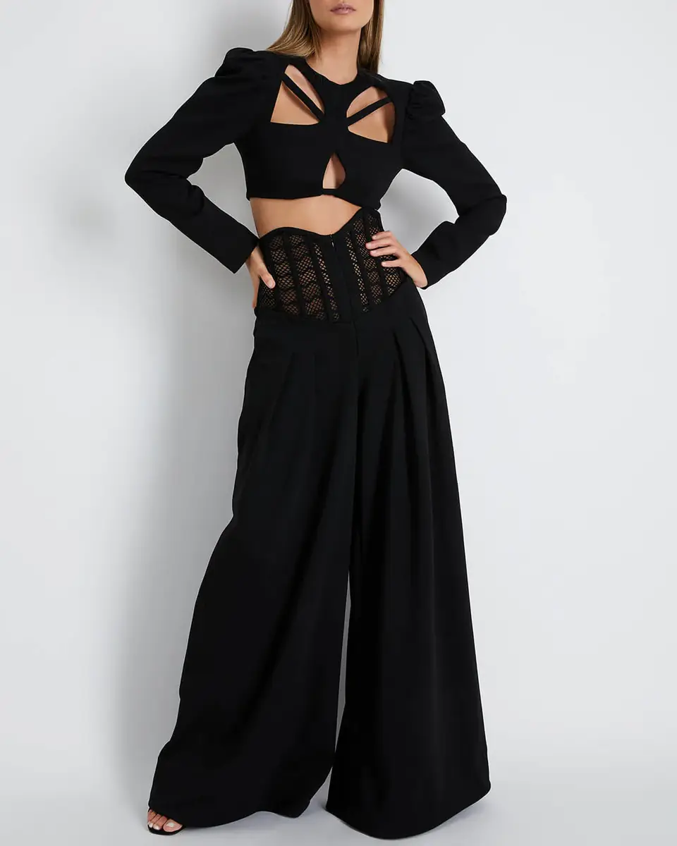 PatBo Asterisk Long Sleeve Cropped Top (FINAL SALE) | Thumbnail 2