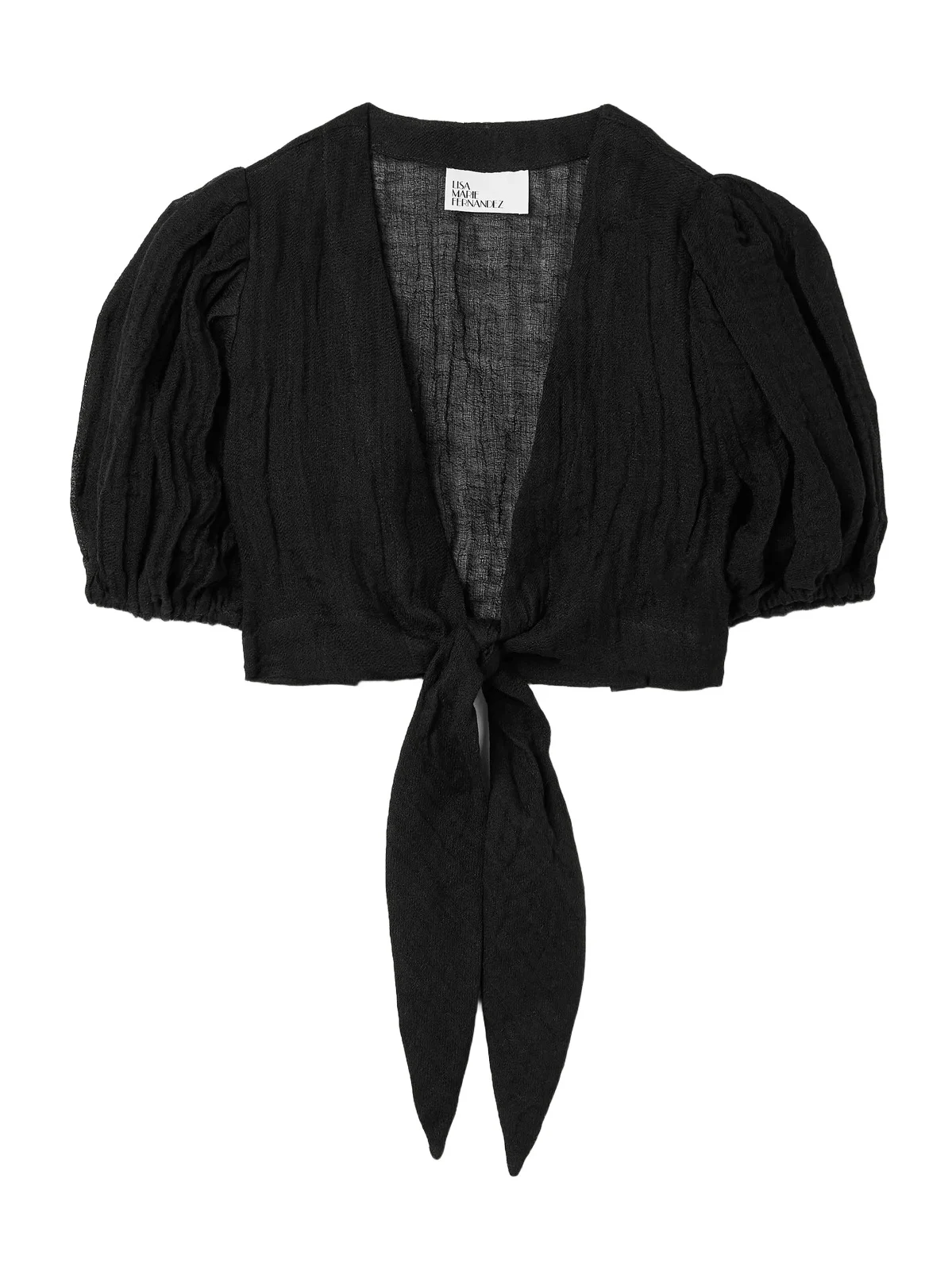 Cropped Tie-front Linen-blend Gauze Top Cropped Tie-front Linen-blend Gauze Top