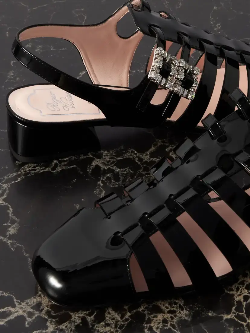 Roger Vivier Mini Très Vivier 25 Crystal-embellished Patent-leather Sandals | Thumbnail 4