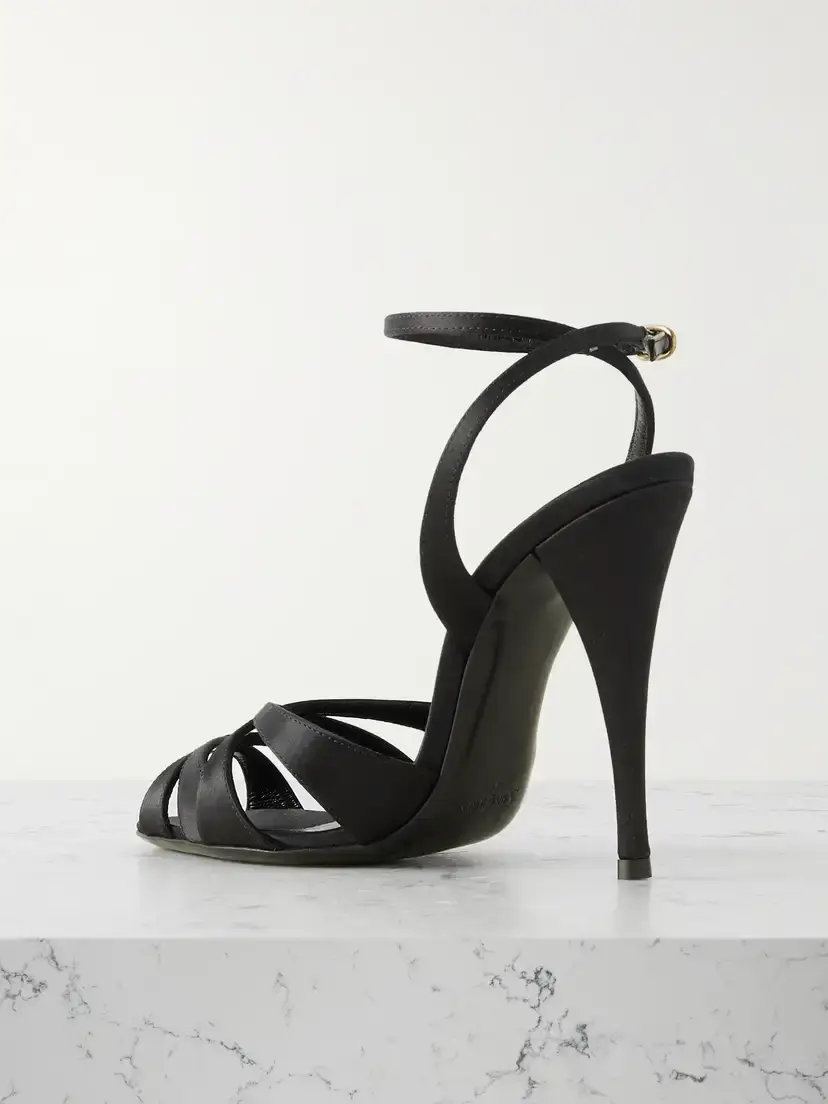 Saint Laurent Chandelle Leather-trimmed Satin Sandals | Thumbnail 3