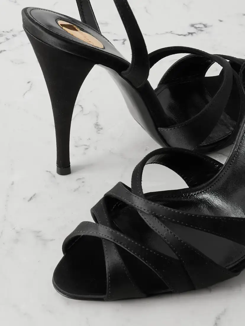 Saint Laurent Chandelle Leather-trimmed Satin Sandals | Thumbnail 4