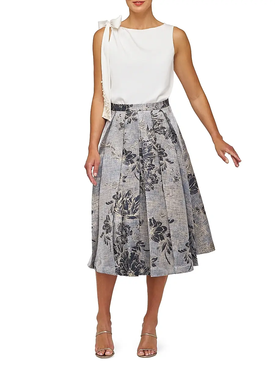 Kay Unger Women's Bettina Jacquard Box Pleat Midi-Skirt | Thumbnail 2