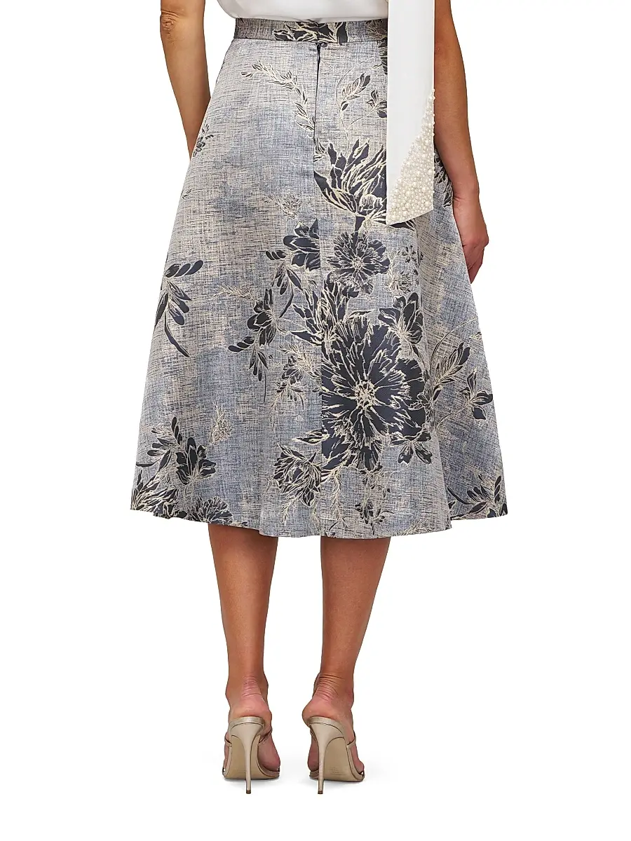 Kay Unger Women's Bettina Jacquard Box Pleat Midi-Skirt | Thumbnail 4