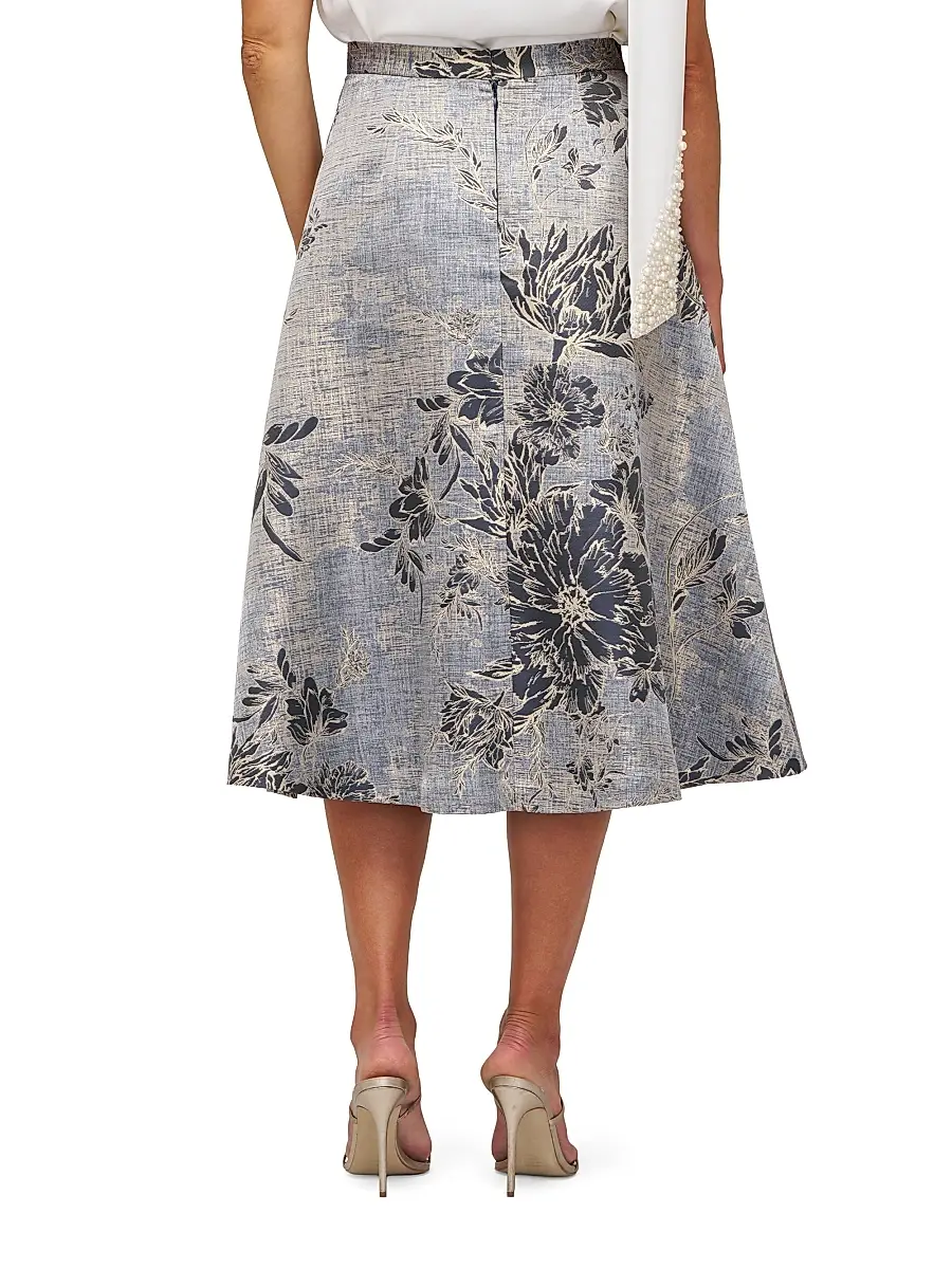 Kay Unger Women's Bettina Jacquard Box Pleat Midi-Skirt | Thumbnail 5