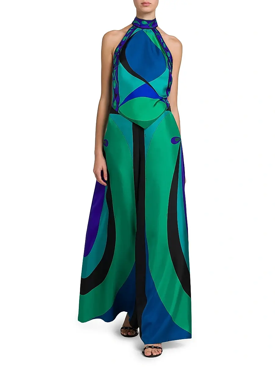 Pucci Women's Silk Twill Wide-Leg Pants - Smeraldo | Thumbnail 2 Pucci Women's Silk Twill Wide-Leg Pants - Smeraldo | Thumbnail 2