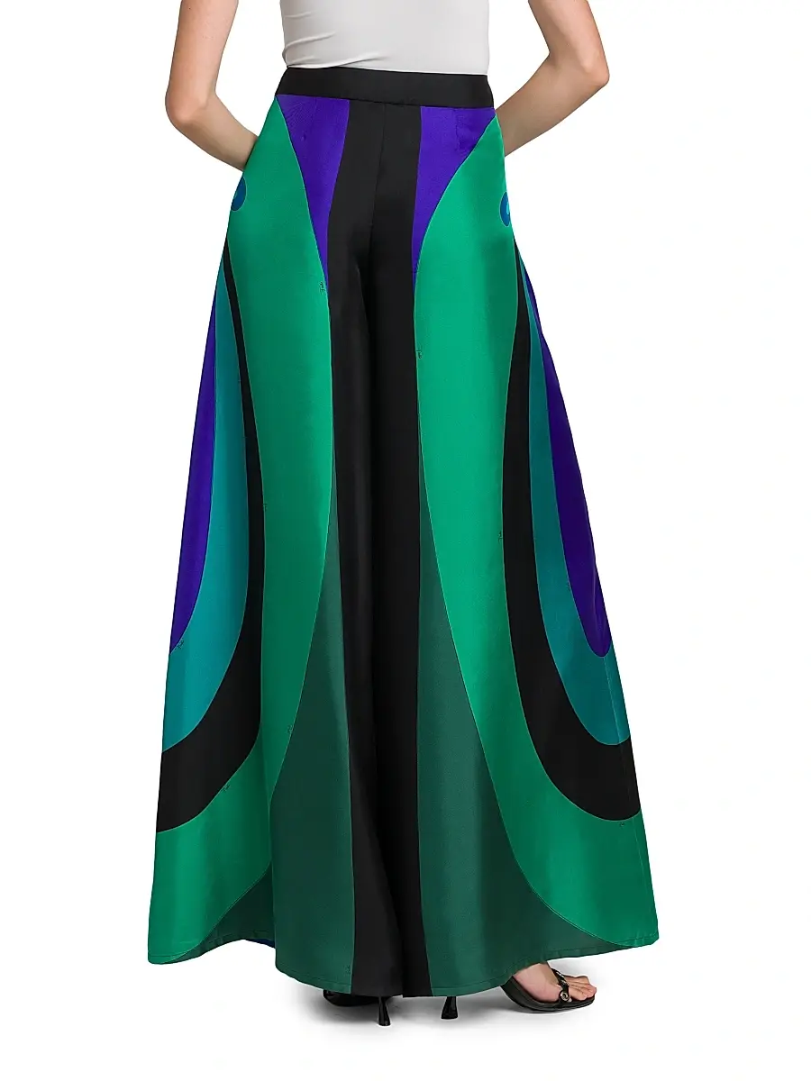Pucci Women's Silk Twill Wide-Leg Pants - Smeraldo | Thumbnail 5 Pucci Women's Silk Twill Wide-Leg Pants - Smeraldo | Thumbnail 5