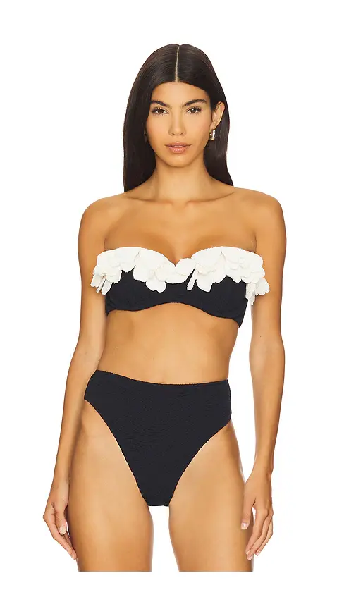PatBO Breeze Jacquard Flower Applique Bikini Top | Image 1 PatBO Breeze Jacquard Flower Applique Bikini Top | Image 1