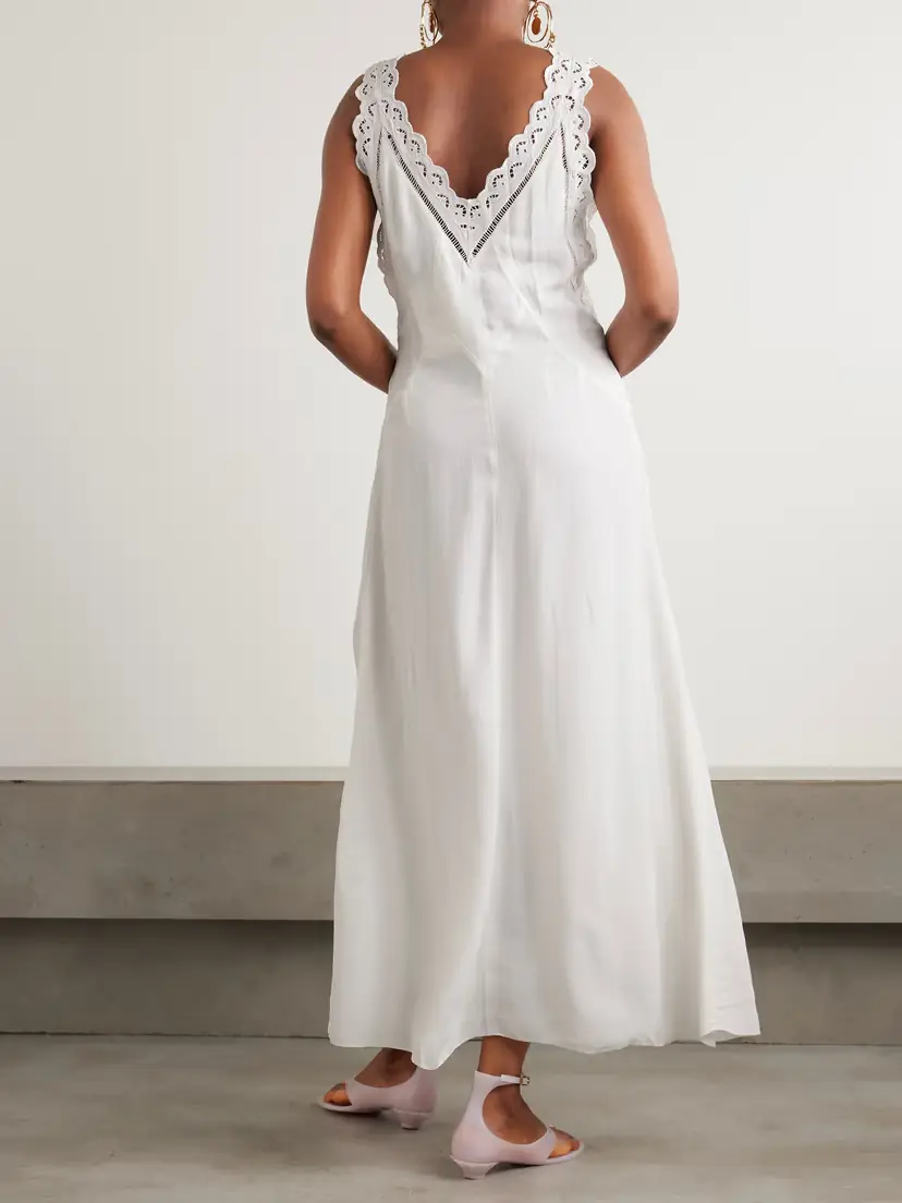 Isabel Marant Freda Broderie Anglaise-trimmed Crepe Maxi Dress | Thumbnail 3 Isabel Marant Freda Broderie Anglaise-trimmed Crepe Maxi Dress | Thumbnail 3