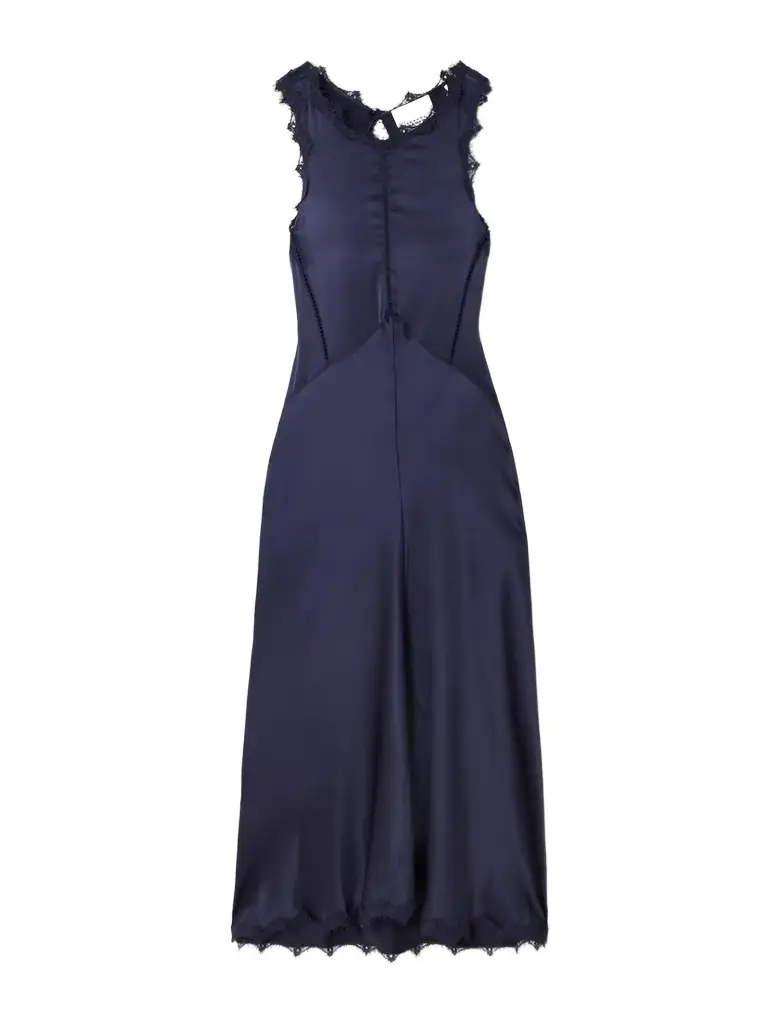 Isabel Marant Jadelia Lace And Pointelle-trimmed Silk-blend Satin Midi Dress | Thumbnail 1 Isabel Marant Jadelia Lace And Pointelle-trimmed Silk-blend Satin Midi Dress | Thumbnail 1
