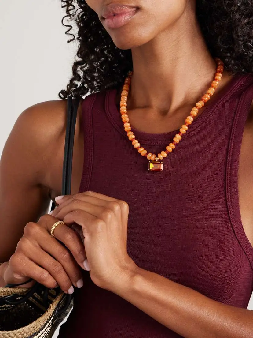 Jennifer Behr Salerno Gold-plated, Carnelian And Crystal Necklace | Thumbnail 2 Jennifer Behr Salerno Gold-plated, Carnelian And Crystal Necklace | Thumbnail 2