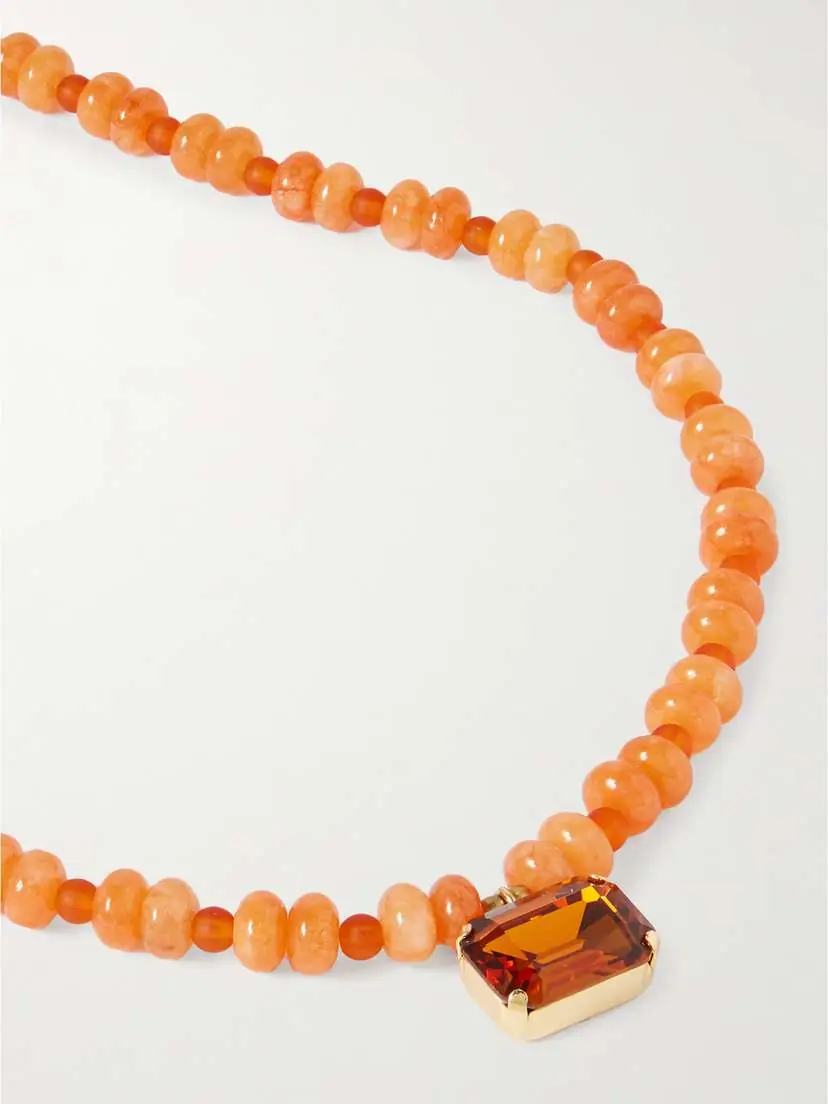 Jennifer Behr Salerno Gold-plated, Carnelian And Crystal Necklace | Thumbnail 4 Jennifer Behr Salerno Gold-plated, Carnelian And Crystal Necklace | Thumbnail 4