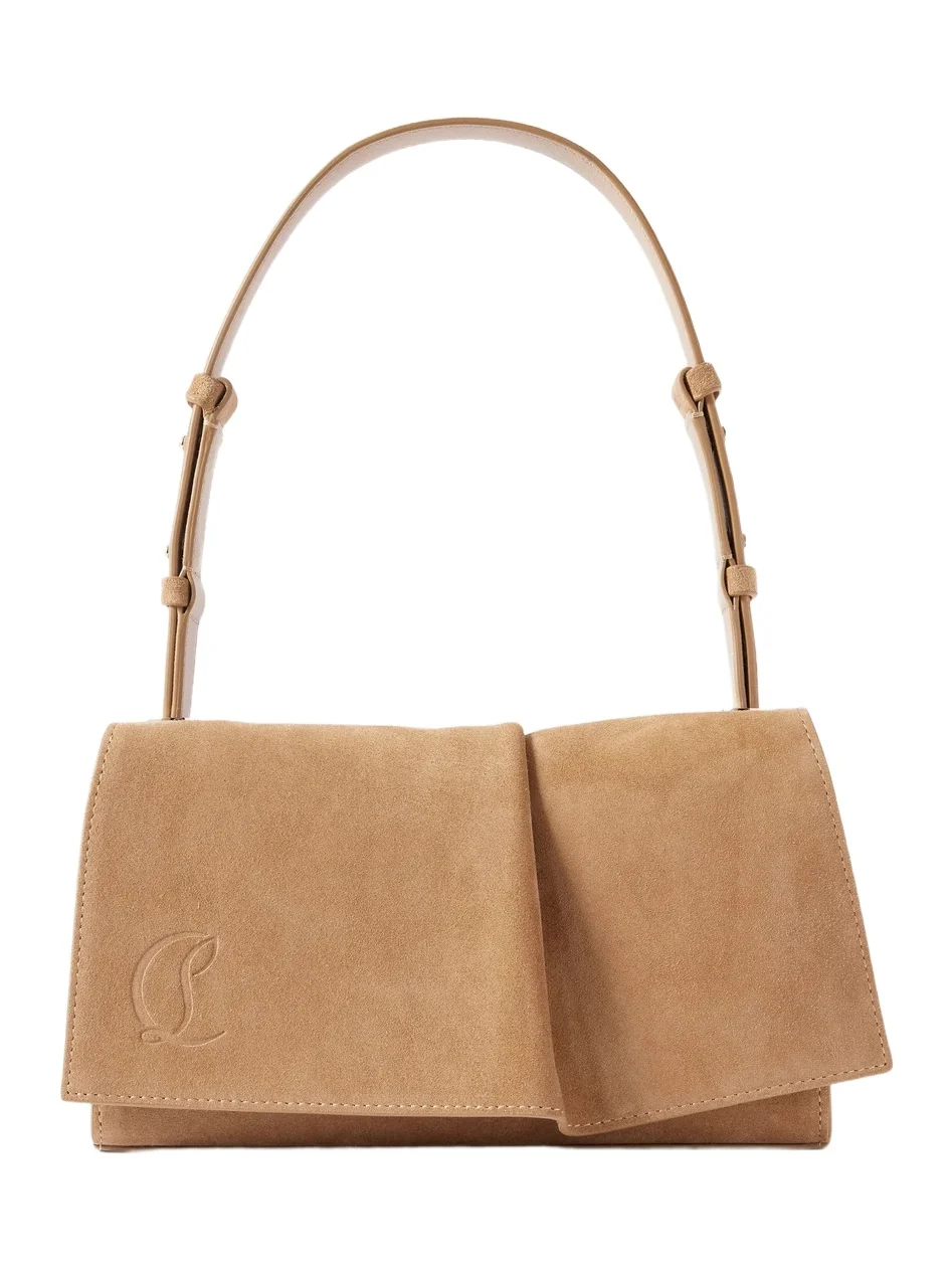 Baggy Small Logo-debossed Suede Shoulder Bag