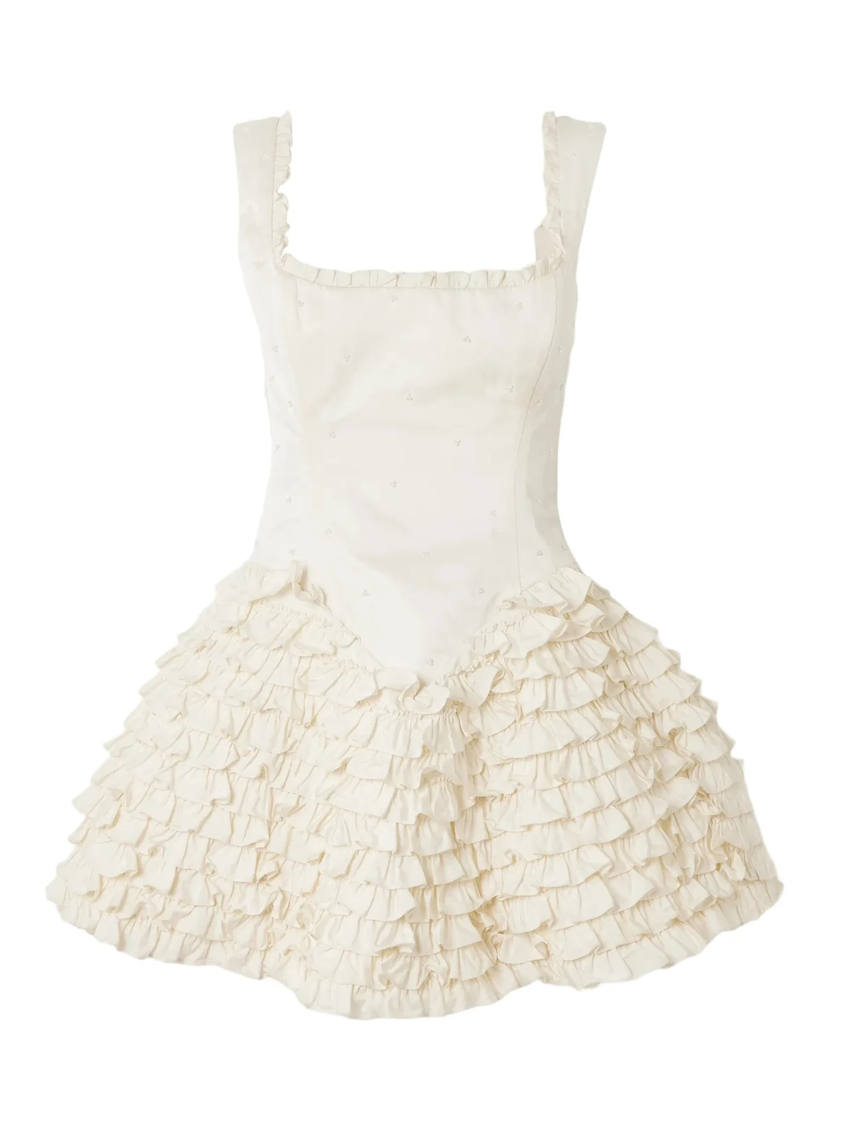 Ballerina Embellished Ruffled Taffeta Mini Dress