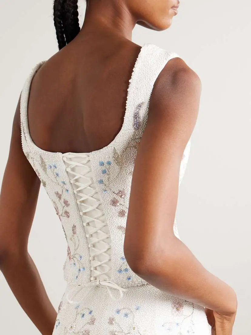 Clio Peppiatt Sophie Embellished Beaded Stretch-tulle Bustier Top | Thumbnail 3 Clio Peppiatt Sophie Embellished Beaded Stretch-tulle Bustier Top | Thumbnail 3