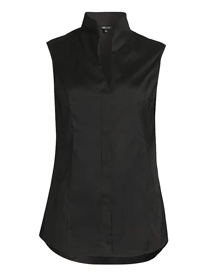 Women's Split Neck Cotton-Blend Sleeveless Blouse