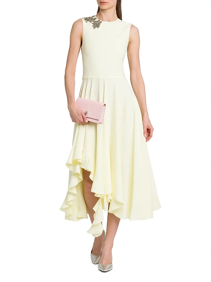 Alexander McQueen Women's Day Shoulder-Embellished Asymmetric Midi-Dress | Thumbnail 2