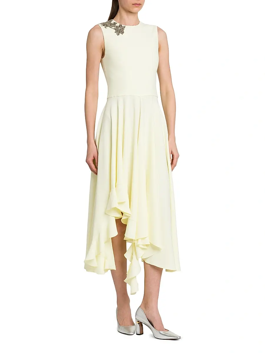 Alexander McQueen Women's Day Shoulder-Embellished Asymmetric Midi-Dress | Thumbnail 4
