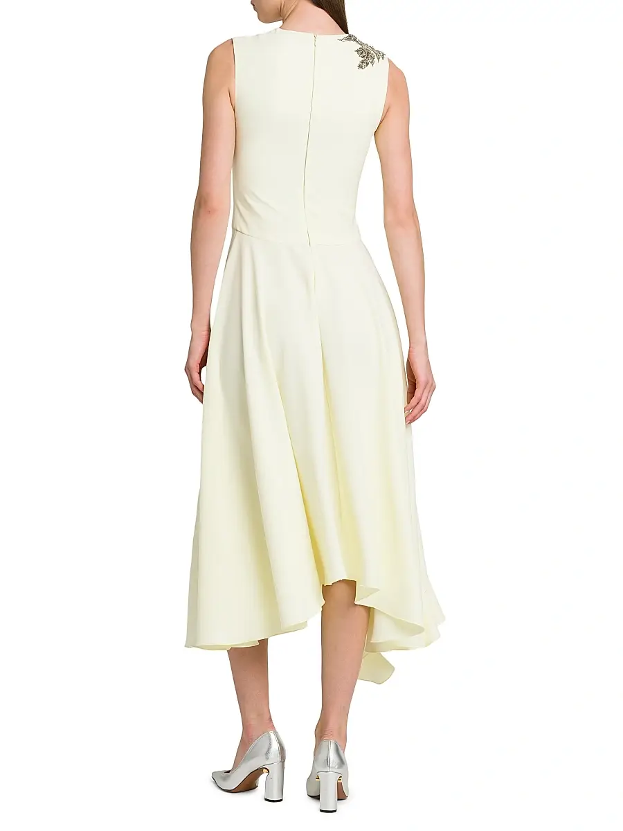 Alexander McQueen Women's Day Shoulder-Embellished Asymmetric Midi-Dress | Thumbnail 5