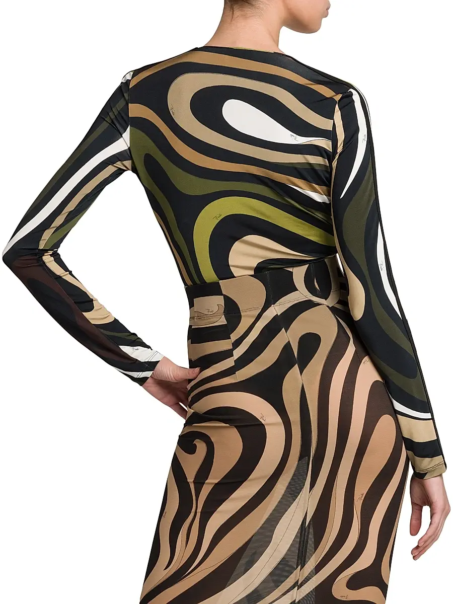 Pucci Women's Cut-Out Jersey Bodysuit - Khaki | Thumbnail 5 Pucci Women's Cut-Out Jersey Bodysuit - Khaki | Thumbnail 5