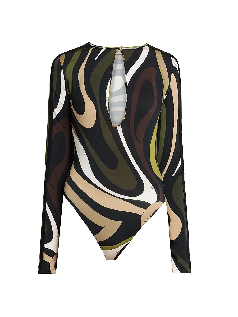 Pucci Women's Cut-Out Jersey Bodysuit - Khaki | Image 1 Pucci Women's Cut-Out Jersey Bodysuit - Khaki | Image 1