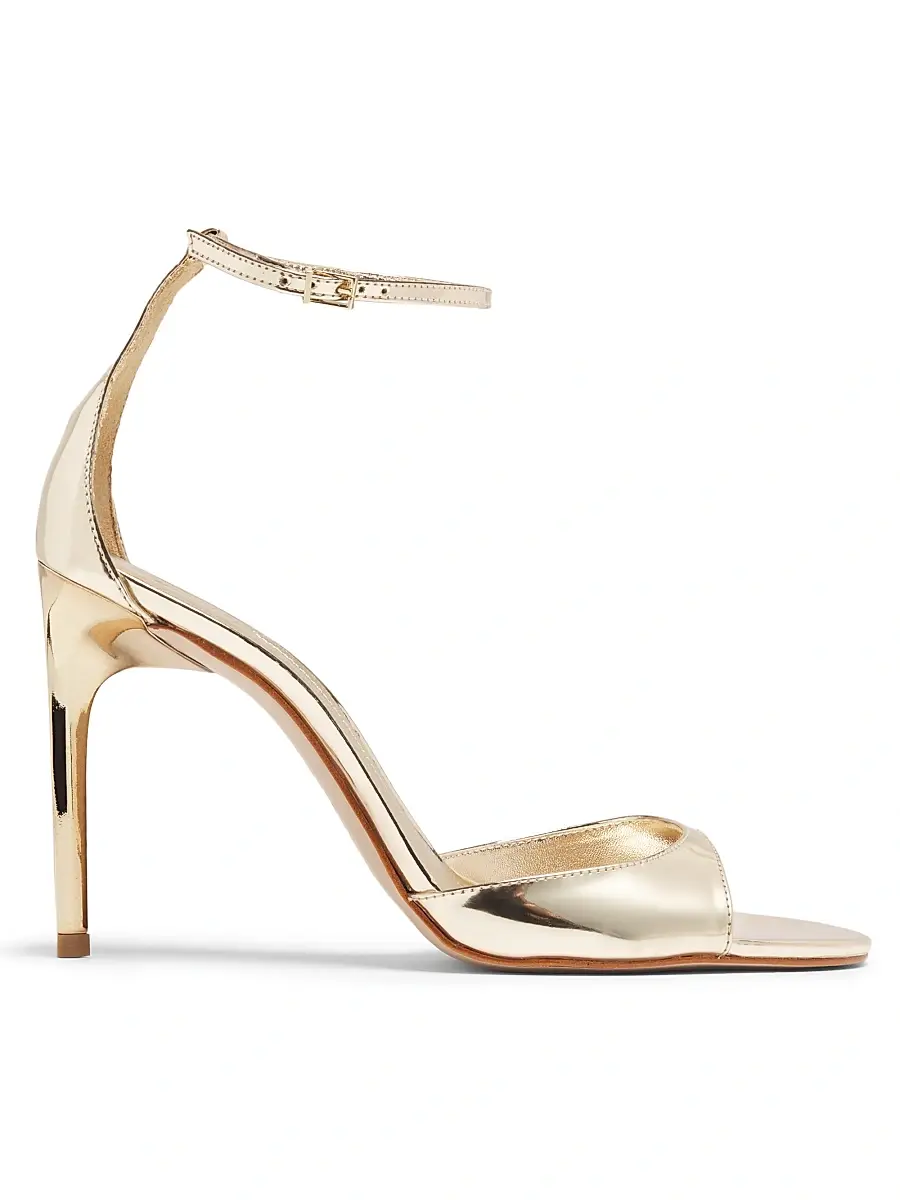 Schutz Women's Scarlett 100MM Metallic Leather Stiletto Sandals - Platina | Image 1 Schutz Women's Scarlett 100MM Metallic Leather Stiletto Sandals - Platina | Image 1