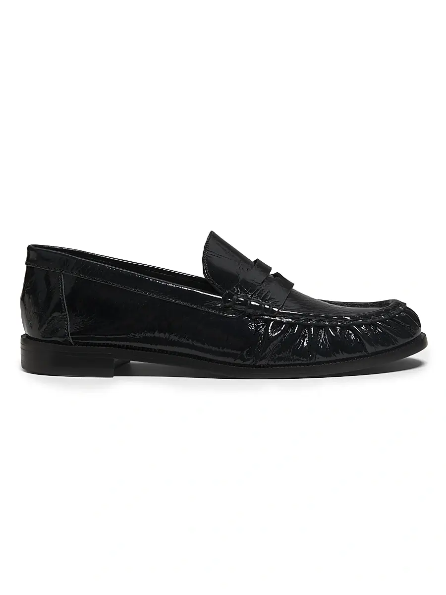 Schutz Women's Tyche Patent Leather Penny Loafers - Black | Image 1 Schutz Women's Tyche Patent Leather Penny Loafers - Black | Image 1