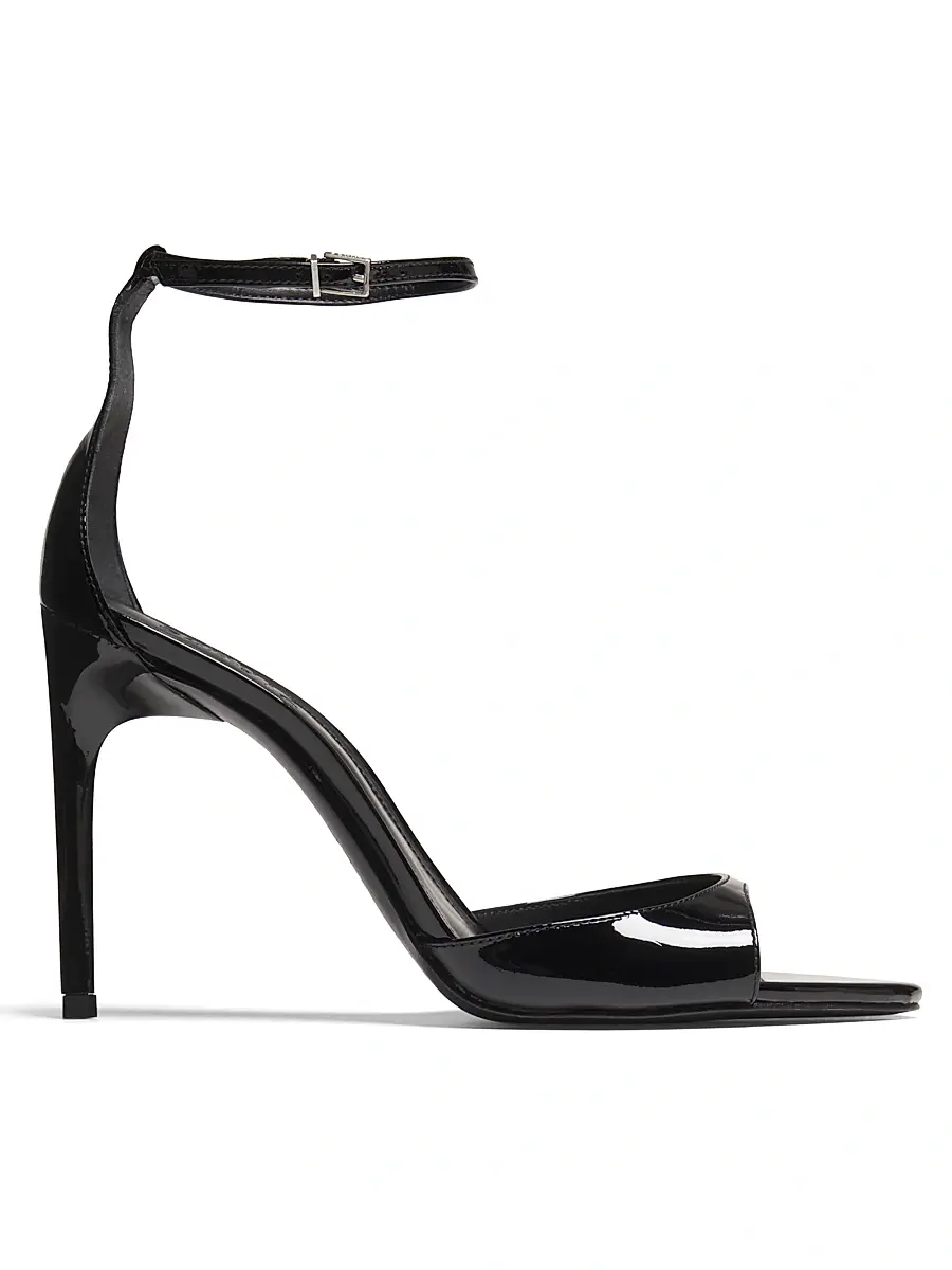 Schutz Women's Scarlett 100MM Patent Leather Stiletto Sandals - Black | Image 1 Schutz Women's Scarlett 100MM Patent Leather Stiletto Sandals - Black | Image 1