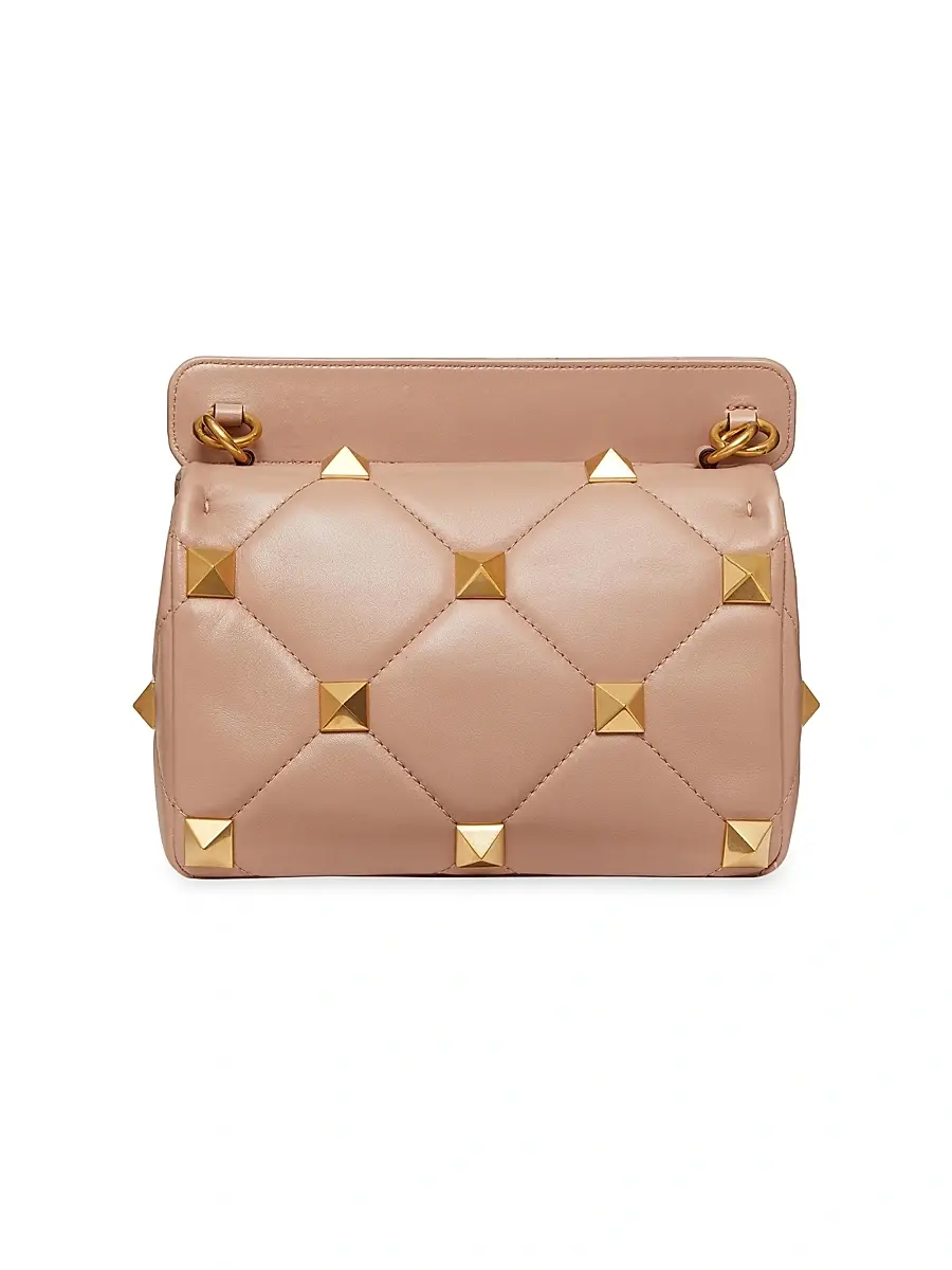 Valentino Garavani Women's Roman Stud The Shoulder Bag in Nappa With Chain - Rose Cannelle | Thumbnail 3