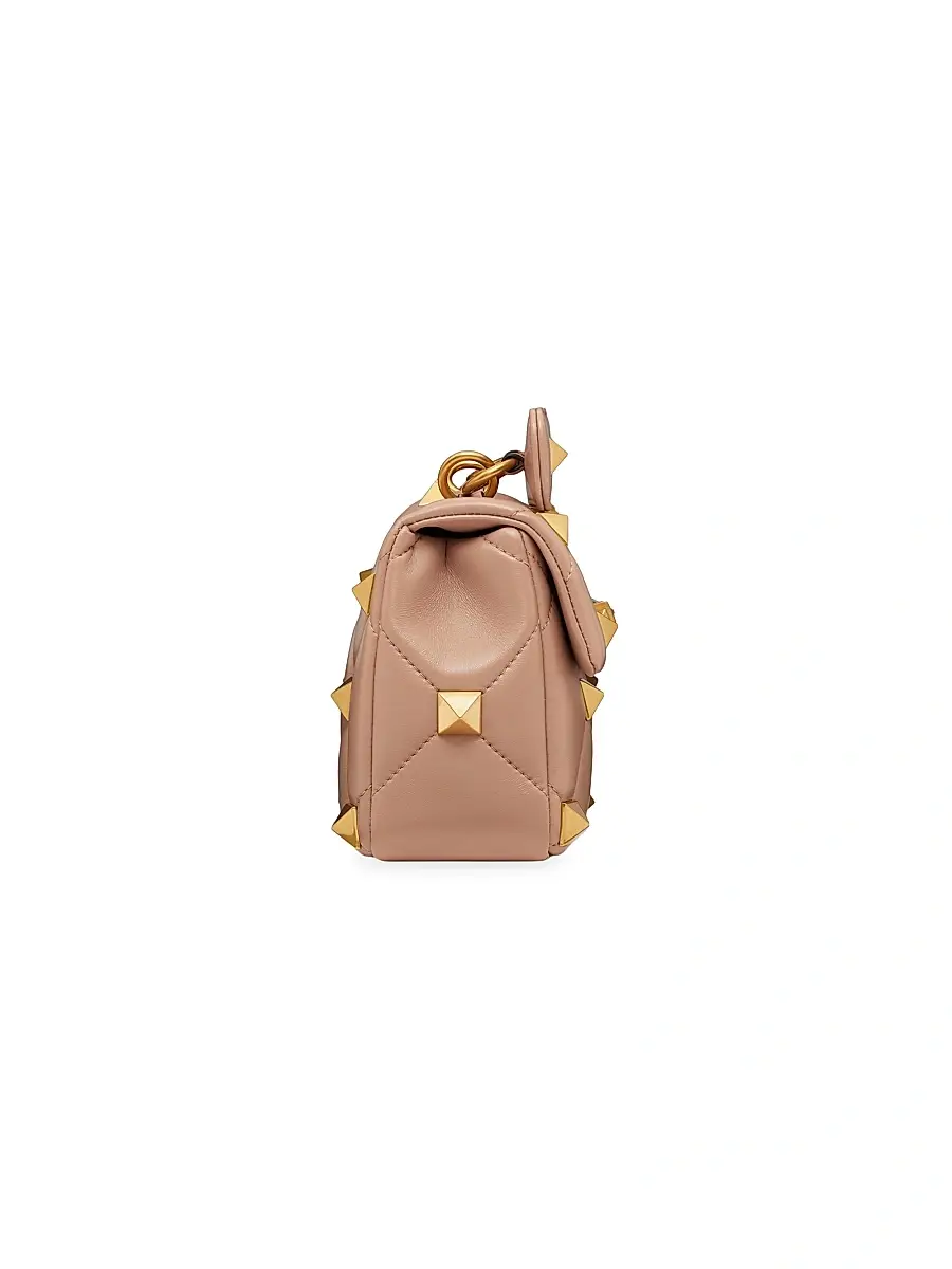 Valentino Garavani Women's Roman Stud The Shoulder Bag in Nappa With Chain - Rose Cannelle | Thumbnail 4