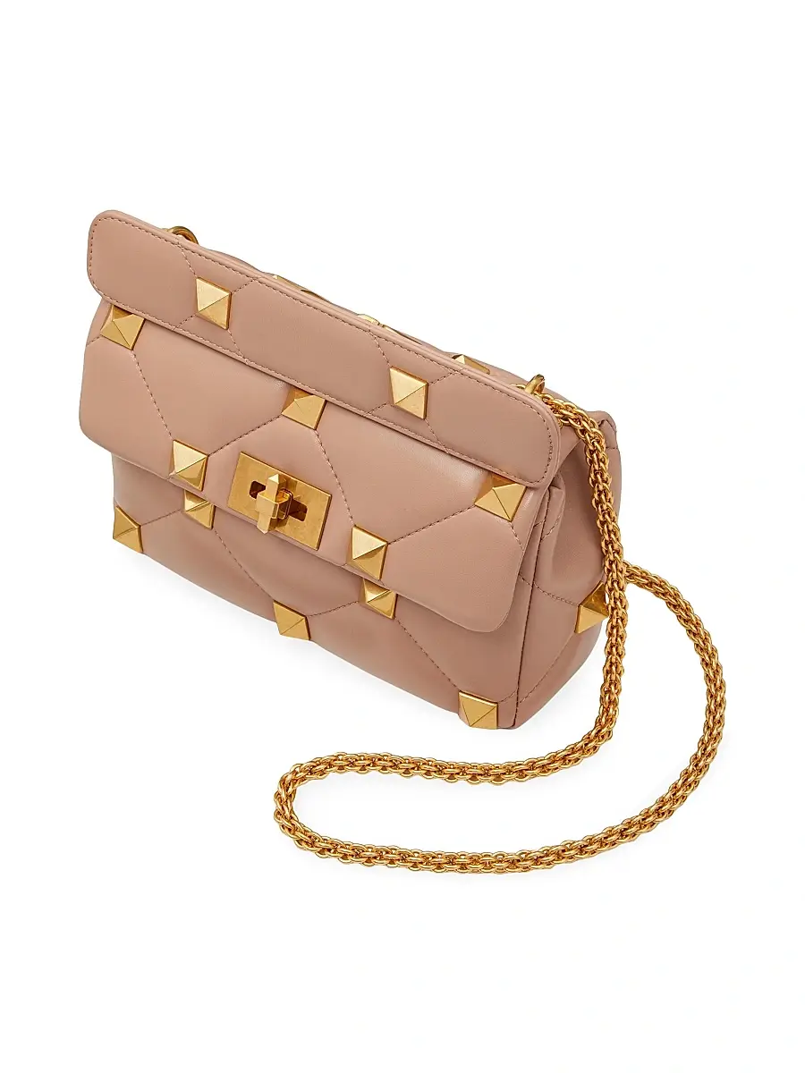 Valentino Garavani Women's Roman Stud The Shoulder Bag in Nappa With Chain - Rose Cannelle | Thumbnail 5