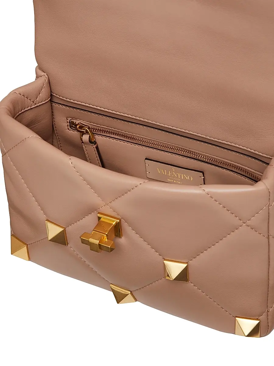 Valentino Garavani Women's Roman Stud The Shoulder Bag in Nappa With Chain - Rose Cannelle | Thumbnail 6