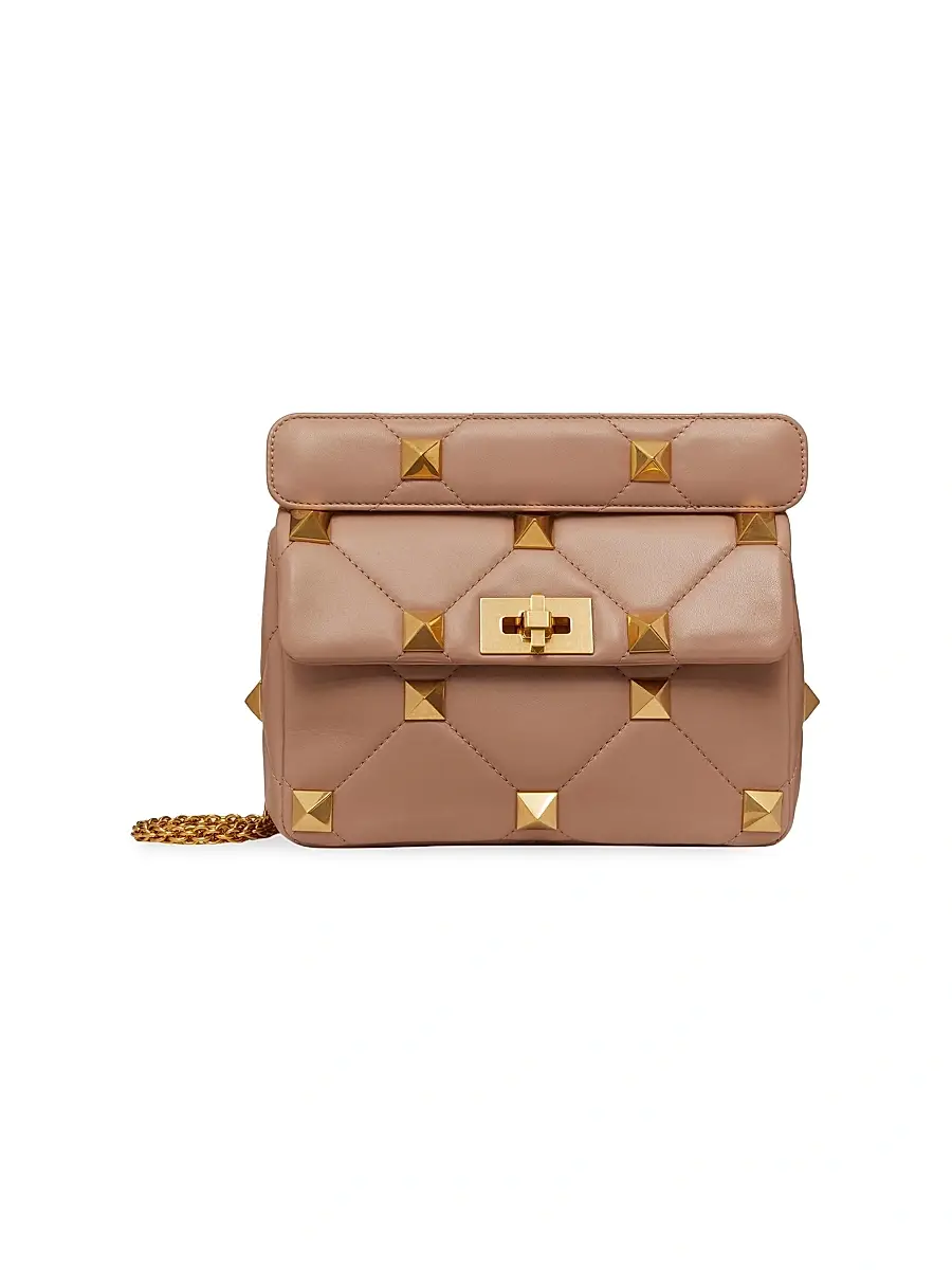 Valentino Garavani Women's Roman Stud The Shoulder Bag in Nappa With Chain - Rose Cannelle | Image 1 Valentino Garavani Women's Roman Stud The Shoulder Bag in Nappa With Chain - Rose Cannelle | Image 1