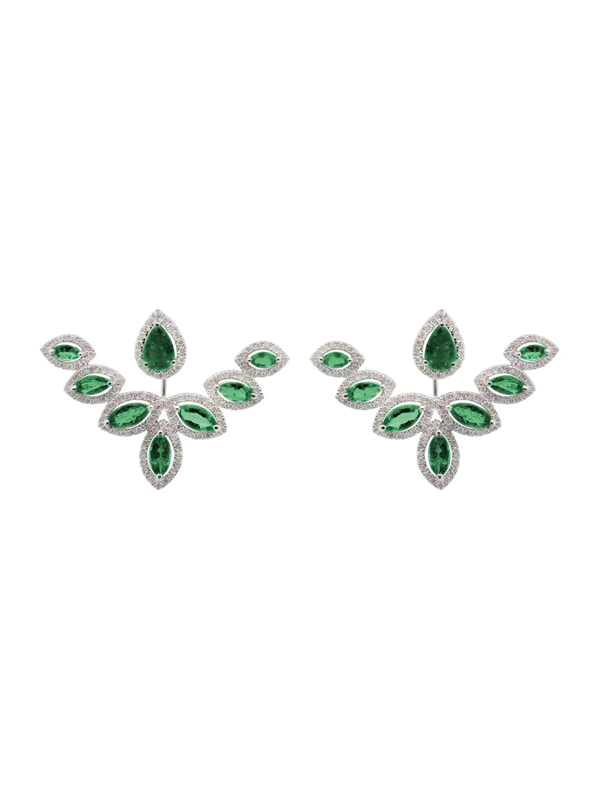 3.44ct Diamond Emerald 18K Gold Day & Night Earrings 3.44ct Diamond Emerald 18K Gold Day & Night Earrings