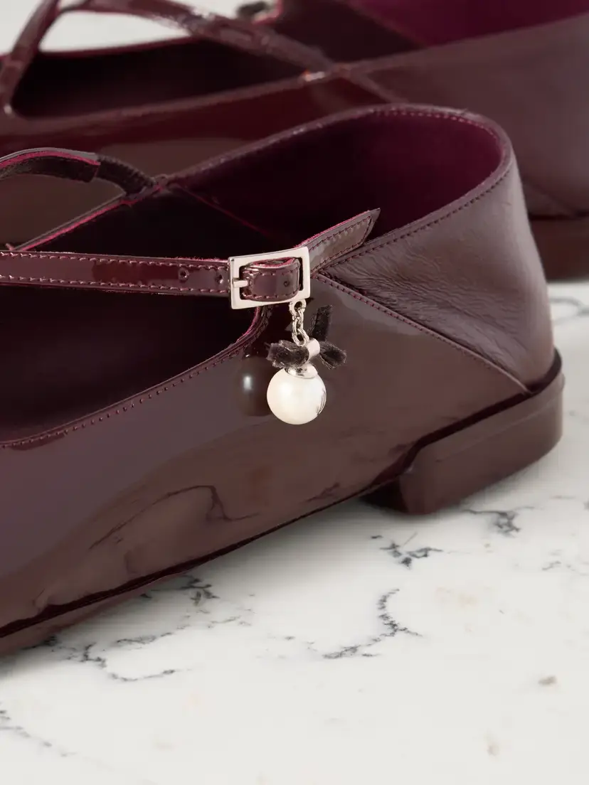 Jimmy Choo Eleri Collapsible-heel Embellished Patent-leather Ballet Flats | Thumbnail 4 Jimmy Choo Eleri Collapsible-heel Embellished Patent-leather Ballet Flats | Thumbnail 4