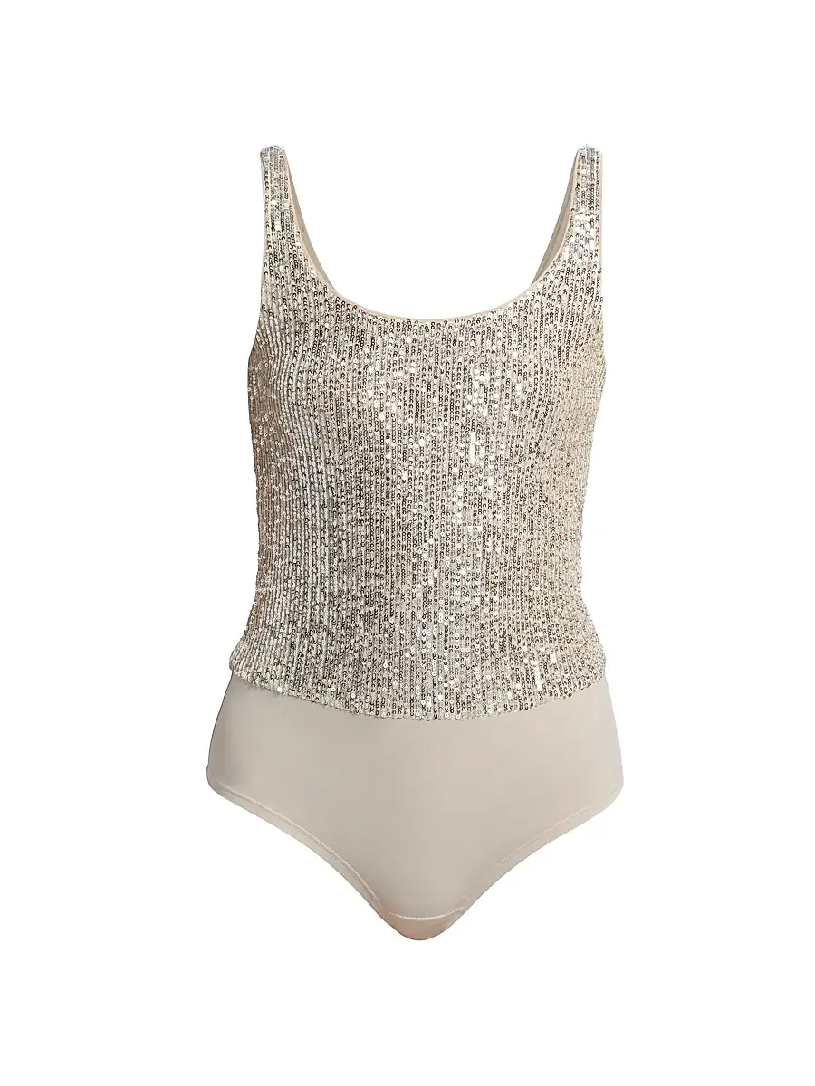 Generation Love Women's Dina Sequin Bodysuit - Moonbeam | Image 1 Generation Love Women's Dina Sequin Bodysuit - Moonbeam | Image 1