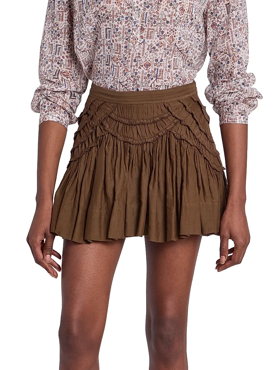 ISABEL MARANT ÉTOILE Women's Ceola Ruffle-Trim Pleated Miniskirt | Thumbnail 3