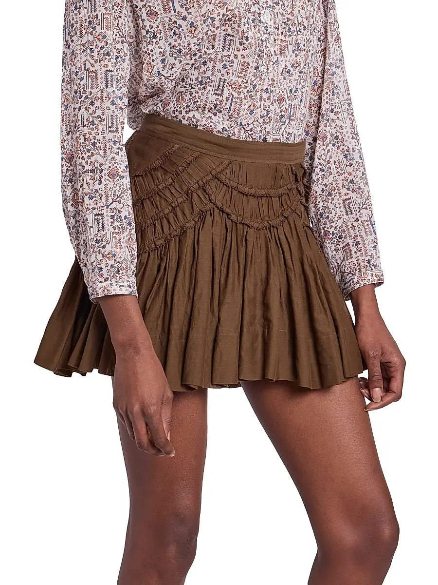 ISABEL MARANT ÉTOILE Women's Ceola Ruffle-Trim Pleated Miniskirt | Thumbnail 4