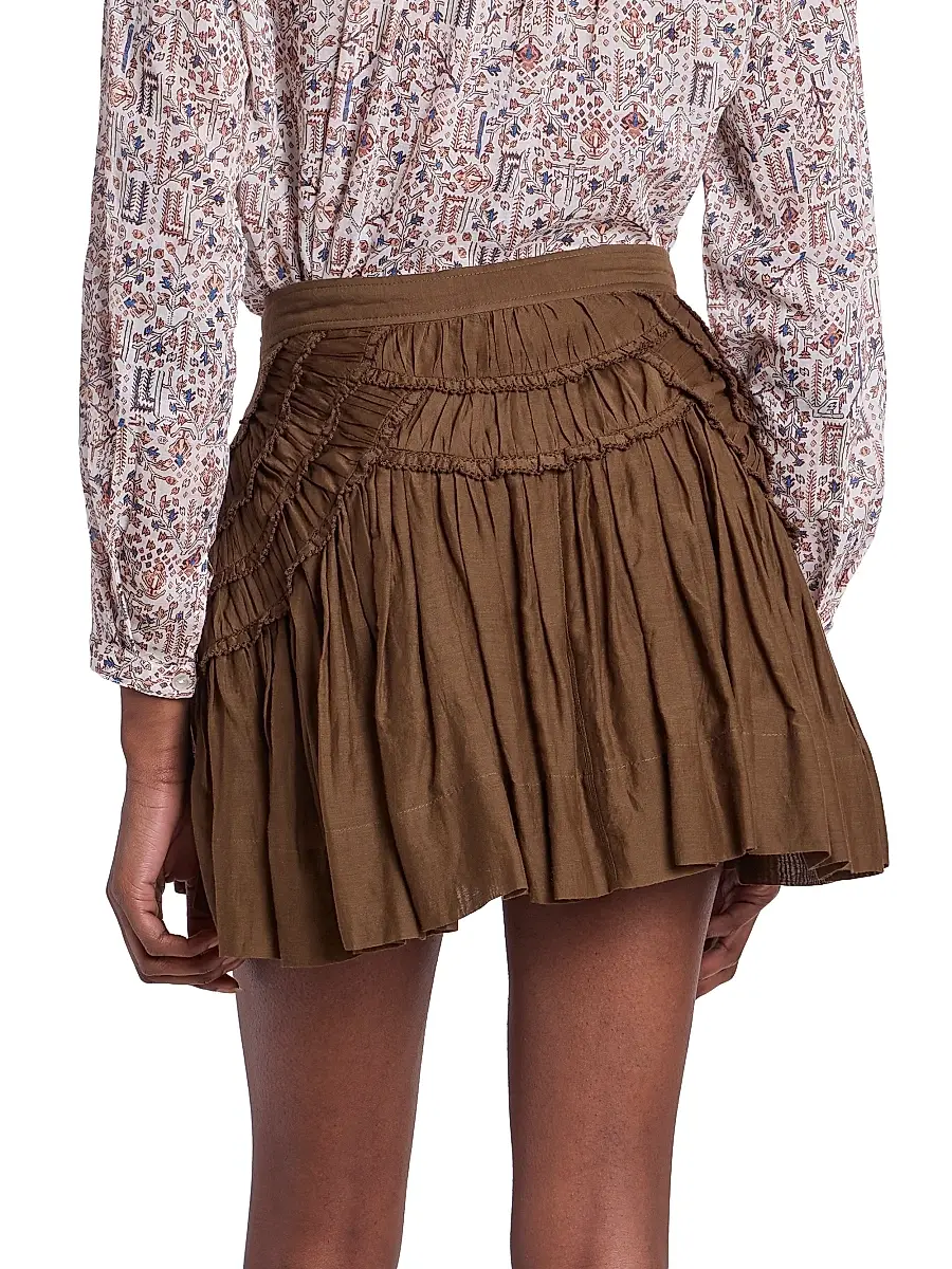 ISABEL MARANT ÉTOILE Women's Ceola Ruffle-Trim Pleated Miniskirt | Thumbnail 5