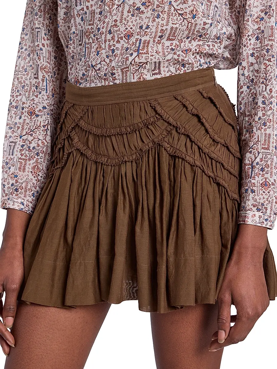 ISABEL MARANT ÉTOILE Women's Ceola Ruffle-Trim Pleated Miniskirt | Thumbnail 6