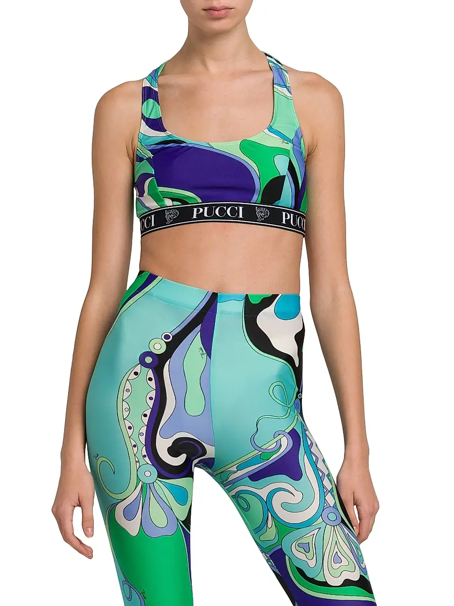 Pucci Women's Abstract-Print Racerback Sports Bra - Verde Lilla | Thumbnail 3 Pucci Women's Abstract-Print Racerback Sports Bra - Verde Lilla | Thumbnail 3