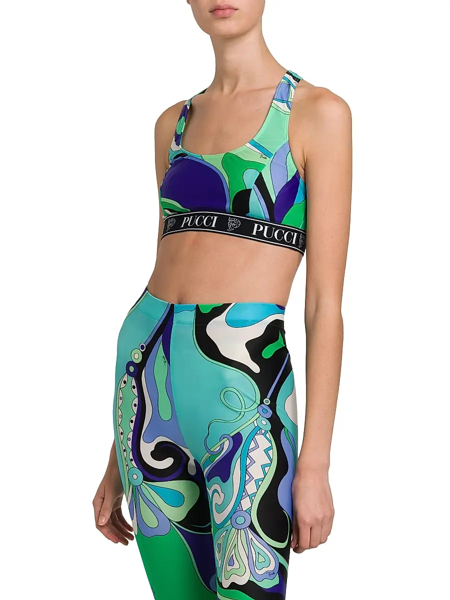 Pucci Women's Abstract-Print Racerback Sports Bra - Verde Lilla | Thumbnail 4 Pucci Women's Abstract-Print Racerback Sports Bra - Verde Lilla | Thumbnail 4