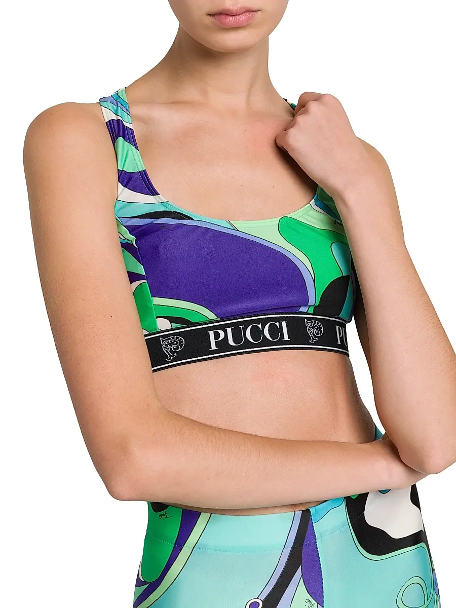 Pucci Women's Abstract-Print Racerback Sports Bra - Verde Lilla | Thumbnail 6 Pucci Women's Abstract-Print Racerback Sports Bra - Verde Lilla | Thumbnail 6