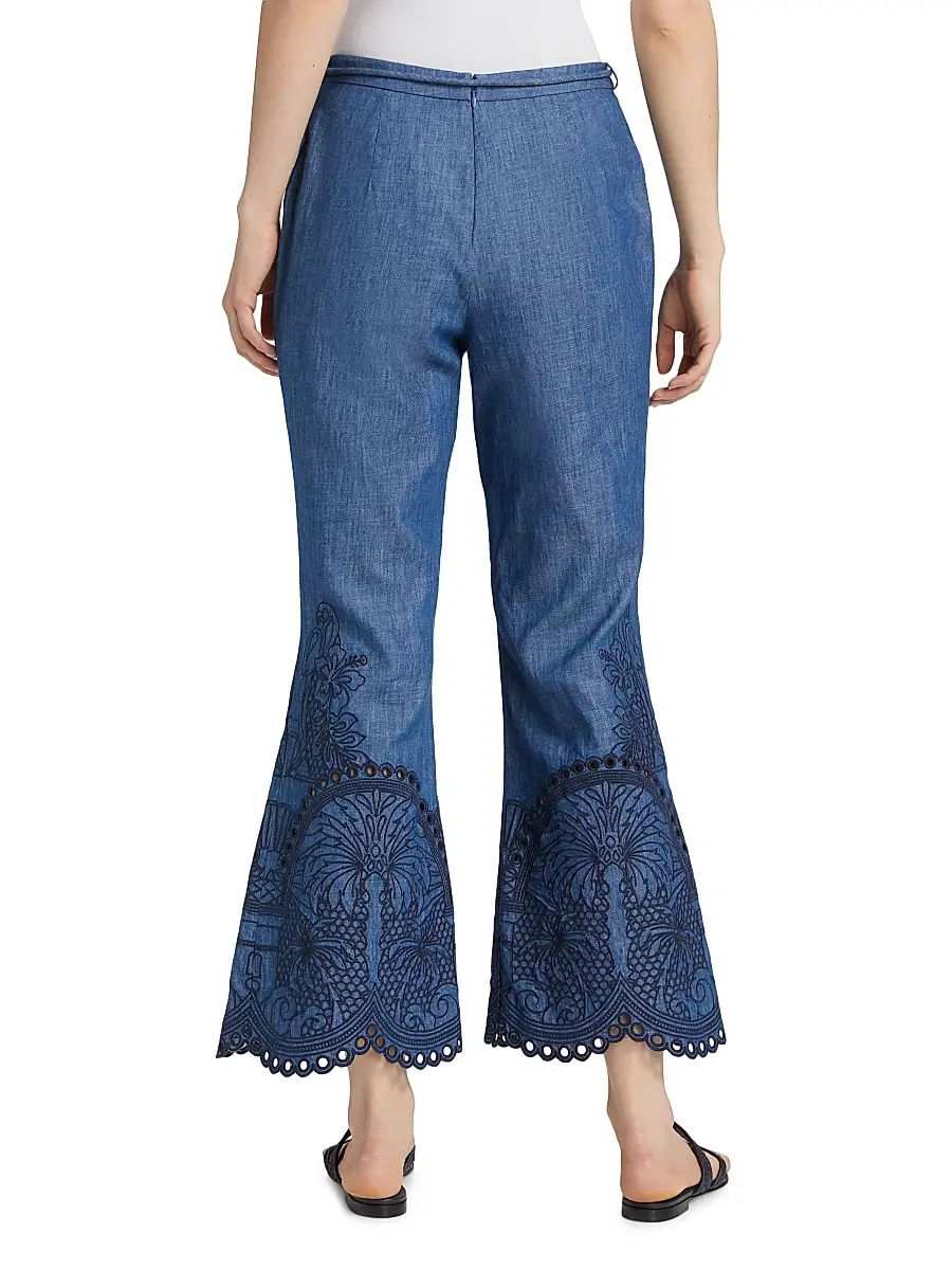 Zimmermann Women's Coco Embroidered Cotton Flared Pants | Thumbnail 5 Zimmermann Women's Coco Embroidered Cotton Flared Pants | Thumbnail 5