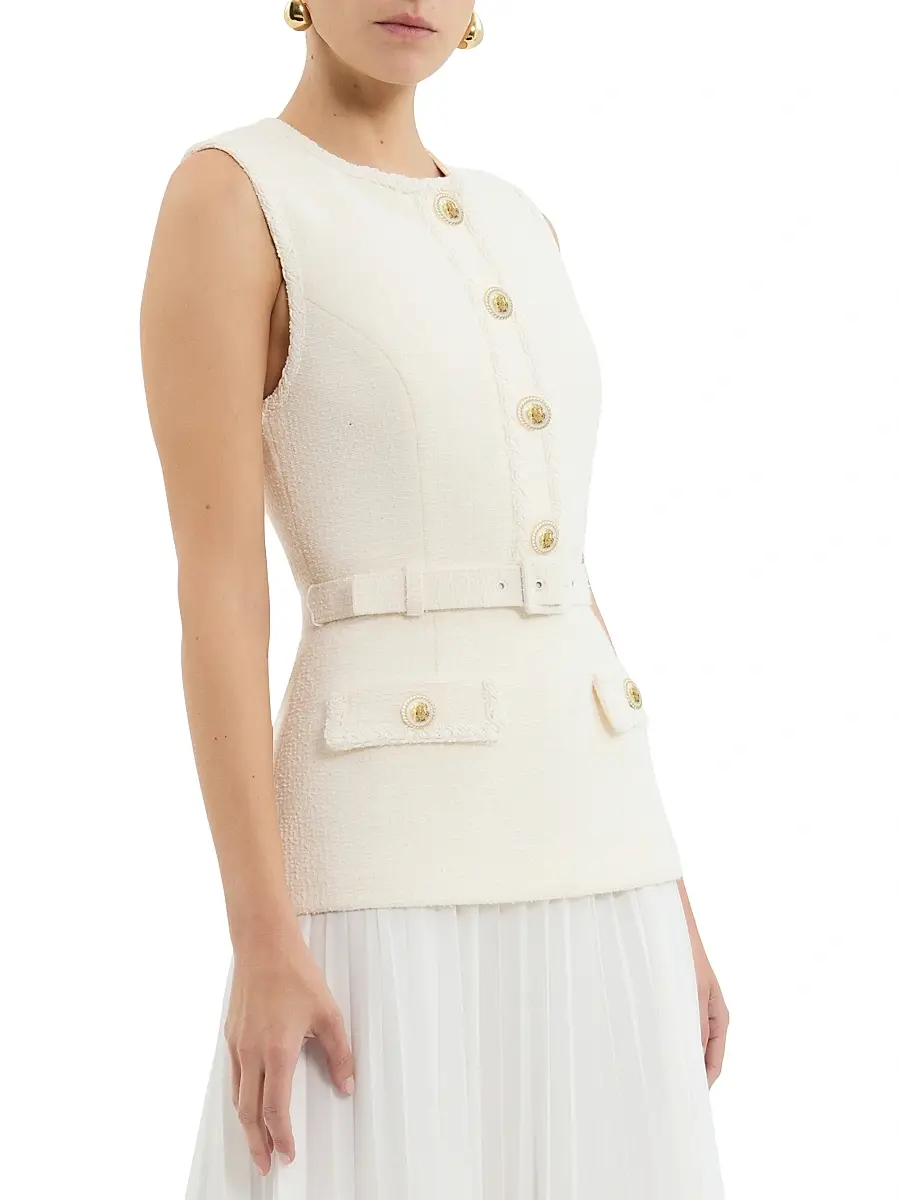Rebecca Vallance Women's Jonie Belted Mixed-Media Midi-Dress | Thumbnail 3 Rebecca Vallance Women's Jonie Belted Mixed-Media Midi-Dress | Thumbnail 3