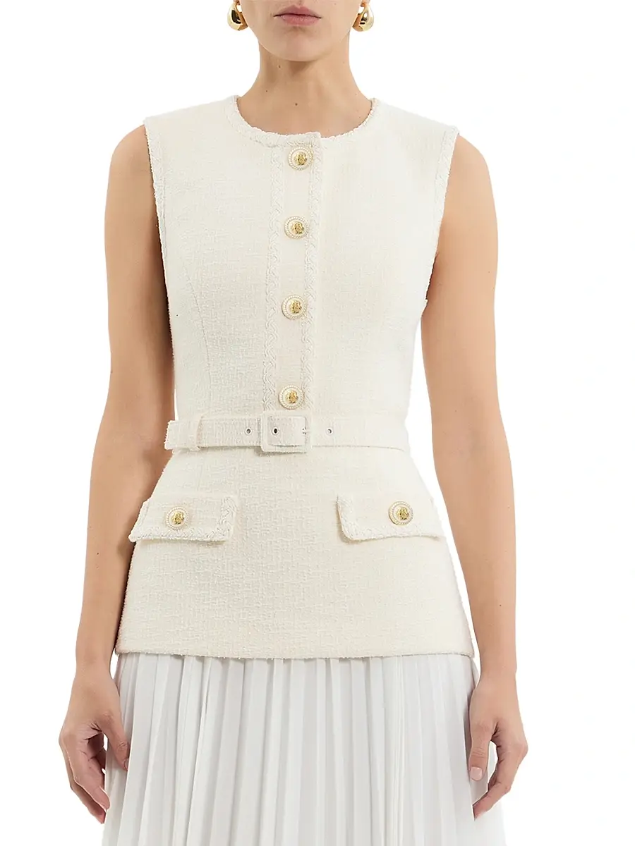 Rebecca Vallance Women's Jonie Belted Mixed-Media Midi-Dress